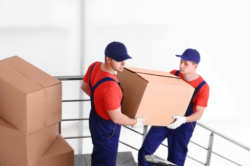 House removal team planning a move near Bishopsgate streets