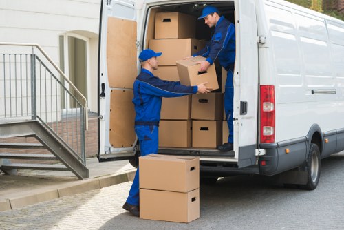 Man and van removals service in Bishopsgate near busy City streets