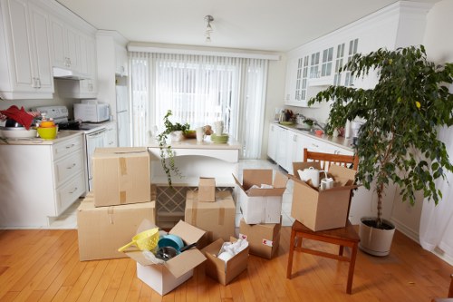 Furniture and office items prepared for charity donation and recycling