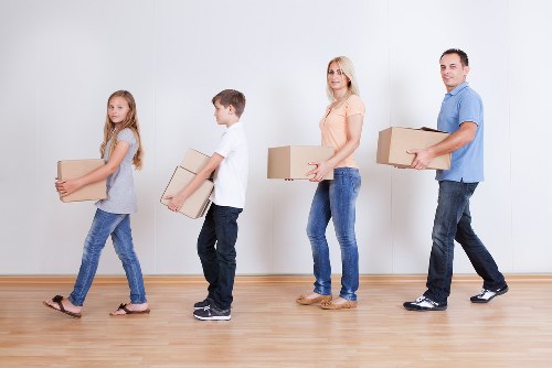 Packing boxes and furniture prepared for a Bishopsgate home move